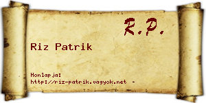 Riz Patrik névjegykártya